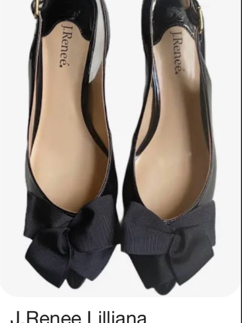J.Renee Lilliana Black Bow Slingback Flats
